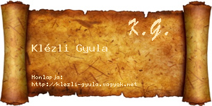 Klézli Gyula névjegykártya